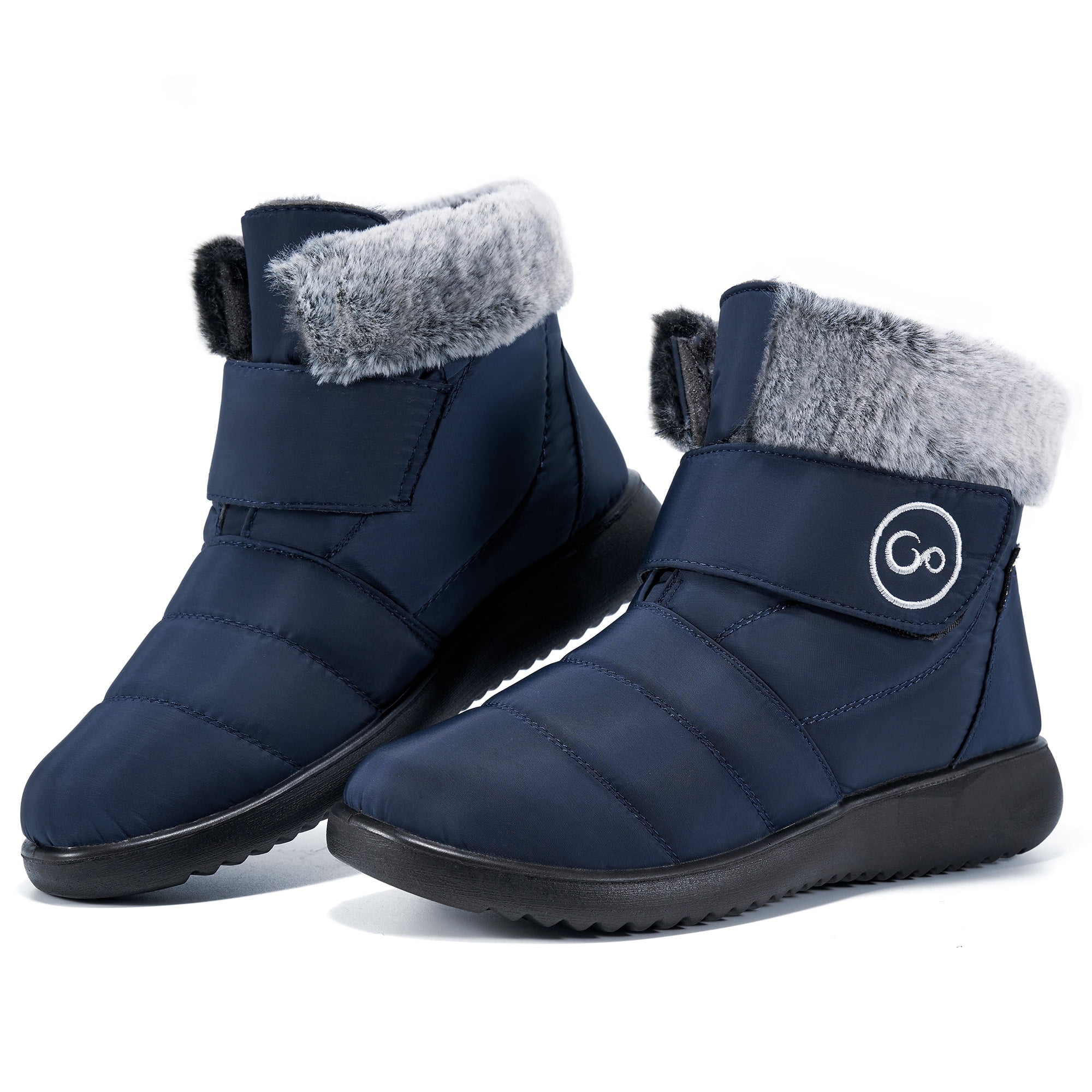 DUOYANGJIASHA Womens Snow Boots Fur Warm Ankle Booties Waterproof Comfortable Slip On Outdoor Winter Shoes Plus Size