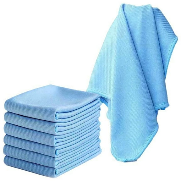5 Pack Microfiber Glass Cleaning Cloth,15.75"*11.8 inch,Bexikou Lint Free Quickly Clean Window, Glasses, Windshields, Mirrors, and Stainless Steel, Blue