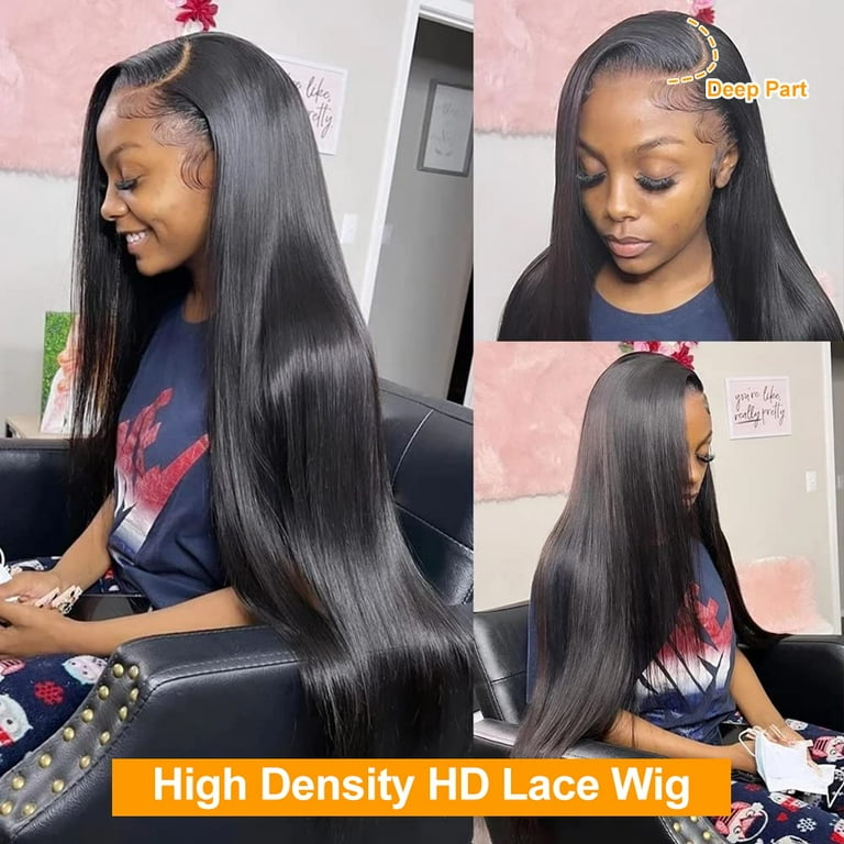  Straight Lace Front Wigs Human Hair 180% Density 13x4 HD Lace  Front Wigs for Black Women 26inch Pre Plucked with Baby Hair Transparent  Glueless Brazilian Straight Lace Frontal Wigs Natural