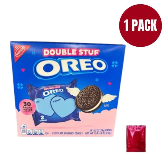 Double Stuf OREO Chocolate Sandwich Cookies, 30 Snack Packs (2 Cookies Each), Individually Wrapped, Pack of 1   BONUS LaPrima Morceau Bonbon
