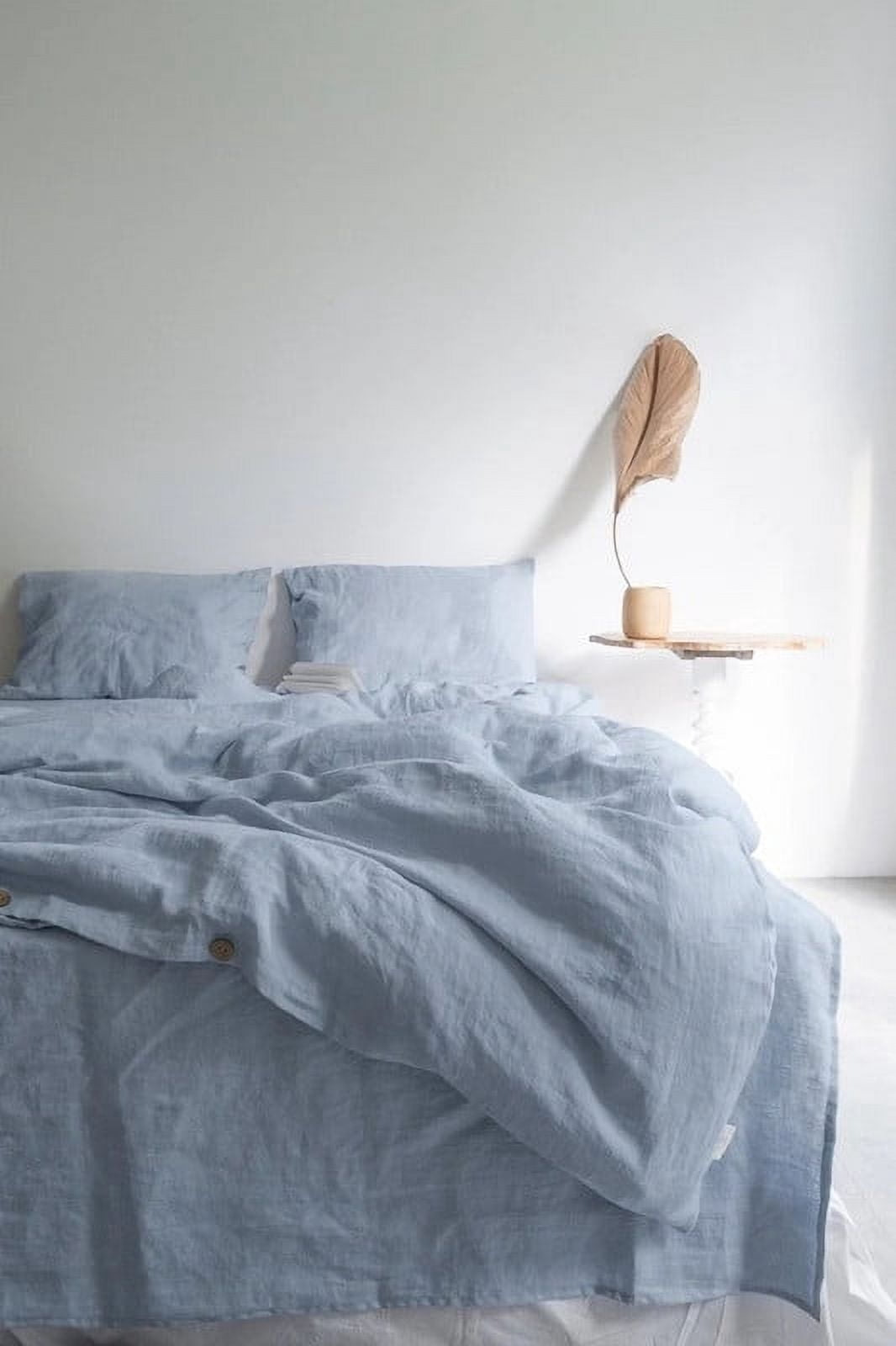 Pavish Export Sky blue linen duvet cover 1 duvet cover Softened linen Light blue comforter cover Quilt cover Coconut buttons Twin
