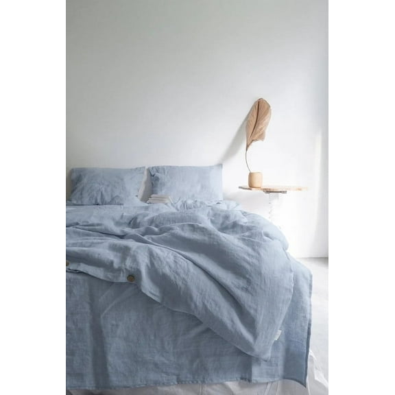 Pavish Export Duvet Cover Set 100% Washed Cotton Linen Feel Super Soft Comfortable Lightweight Home Bedding Set Solid Cornflower Sky Blue Twin