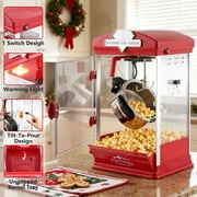 Enyopro Popcorn Maker Machine, 10oz Kettle Popcorn Machine with Warming Deck, Countertop Popcorn Popper for Movie Theatre, Parties, Black