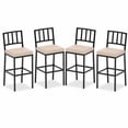thumbnail image 1 of Metal Outdoor Bar Stools Counter Height Barstools with Beige Cushions (4-Pack), 1 of 8