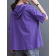 thumbnail image 3 of Camiseta holgada con capucha y media manga para mujer, camisetas estampadas de talla grande, 3 of 8