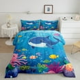 thumbnail image 2 of Erosebridal Cartoon Whale Octupus Fish Bedding Comforter Set, Deep Ocean Coral Down Comforter, Reversible 2 Pieces, 2 of 8