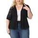 thumbnail image 1 of Cárdigan Plus Size GRACE & GRANDEUR para Mujeres, Ligero, de Manga Corta, Abierto, Suéteres de Encaje 3X Negro, 1 of 1