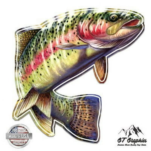 Rainbow Trout Beautiful Full Color - 3" Vinyl Sticker - For Car Laptop I-Pad Phone Helmet Hard Hat - Waterproof Decal