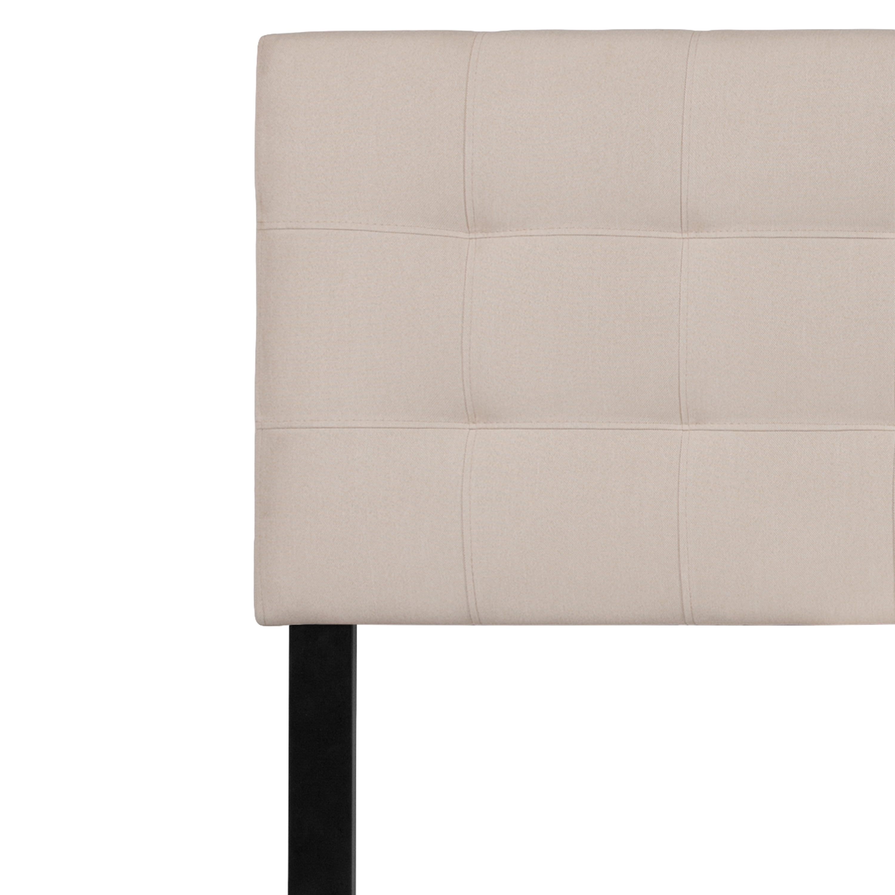 Emma + Oliver Quilted Tufted Upholstered King Size Headboard in Beige Fabric