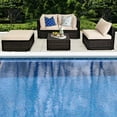 thumbnail image 4 of Gymax 5PCS Rattan Patio Conversation Set Outdoor Furniture Set w/ Ottoman Cushion, 4 of 10