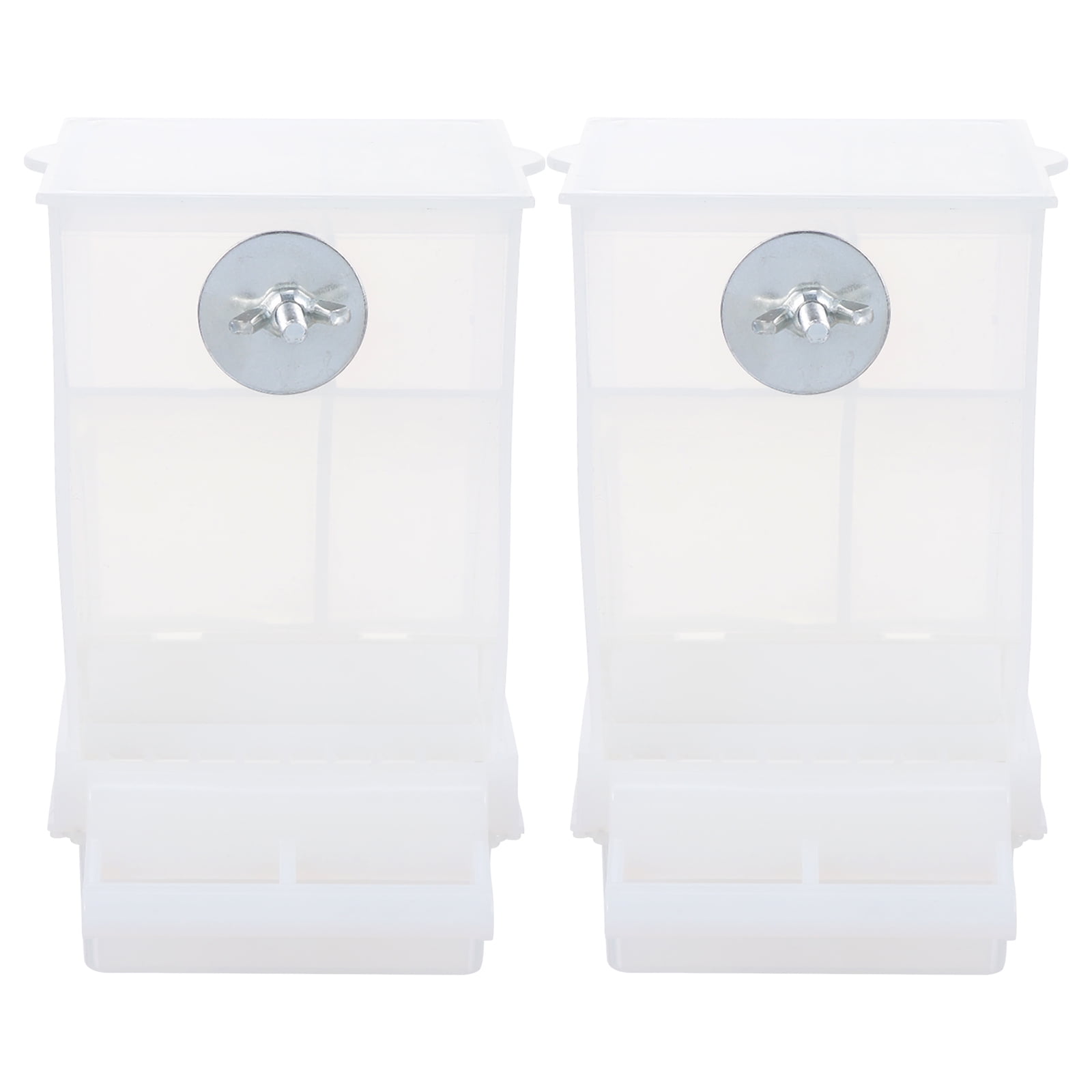 OUNONA 2Pcs White Automatic Bird Feeder Container with Lid for Budgerigar Canary Cockatiel Feeding
