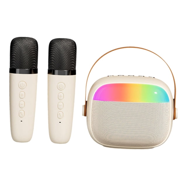 Mini altavoz de Karaoke portátil Strade Fareast Limited recargable con luz ambiental dos micrófonos para escuchar música fiesta en casa