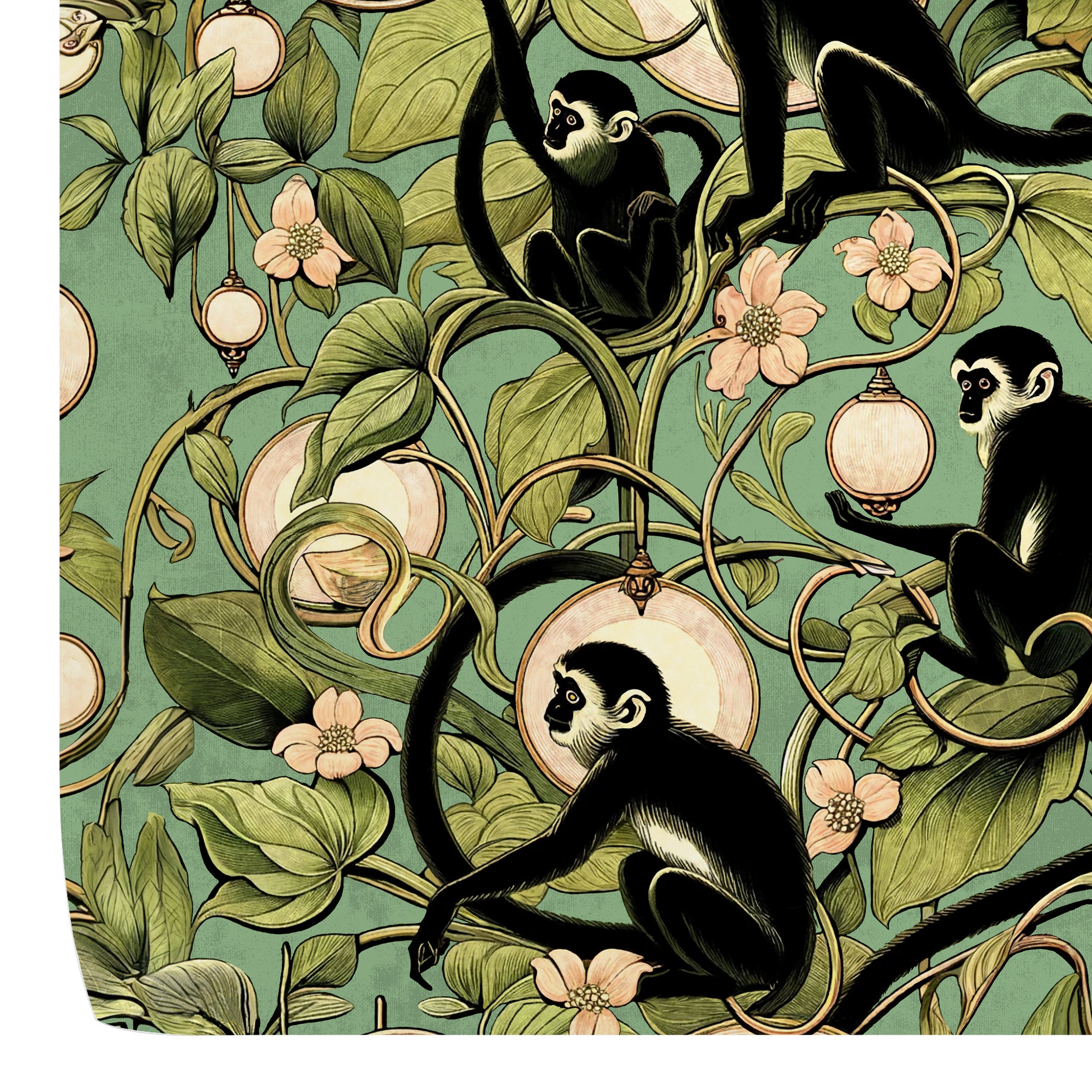 Wallpaper with Monkey Lanterns