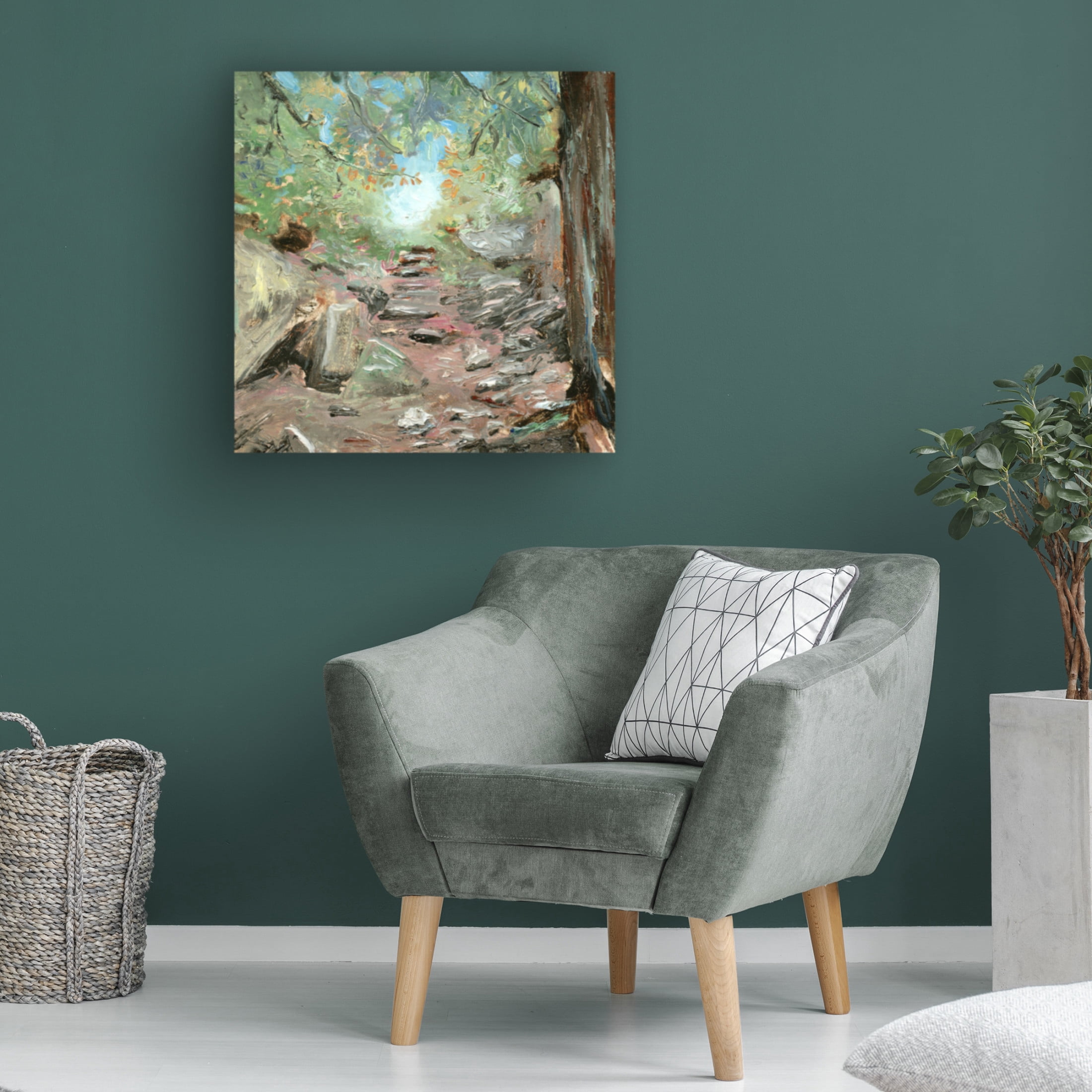 Canvas Wall Art - Sandra Iafrate 'Trail in Woods' Wall Art for Living Room, Bedroom, or Office Décor by Trademark Fine Art - 24 x 24 Inches