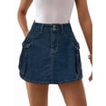 thumbnail image 2 of Jaimenalin Women'S Y2K Denim Cargo Skort - High Waisted Mini Skirt Shorts with Multifunctional Pockets Blue XL, 2 of 7