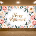 thumbnail image 6 of Floral Design Happy Retirement Banner Decoration Rose Pattern Party Backdrop for Retirement Celebration Indoor Event Decoration, 6 of 8
