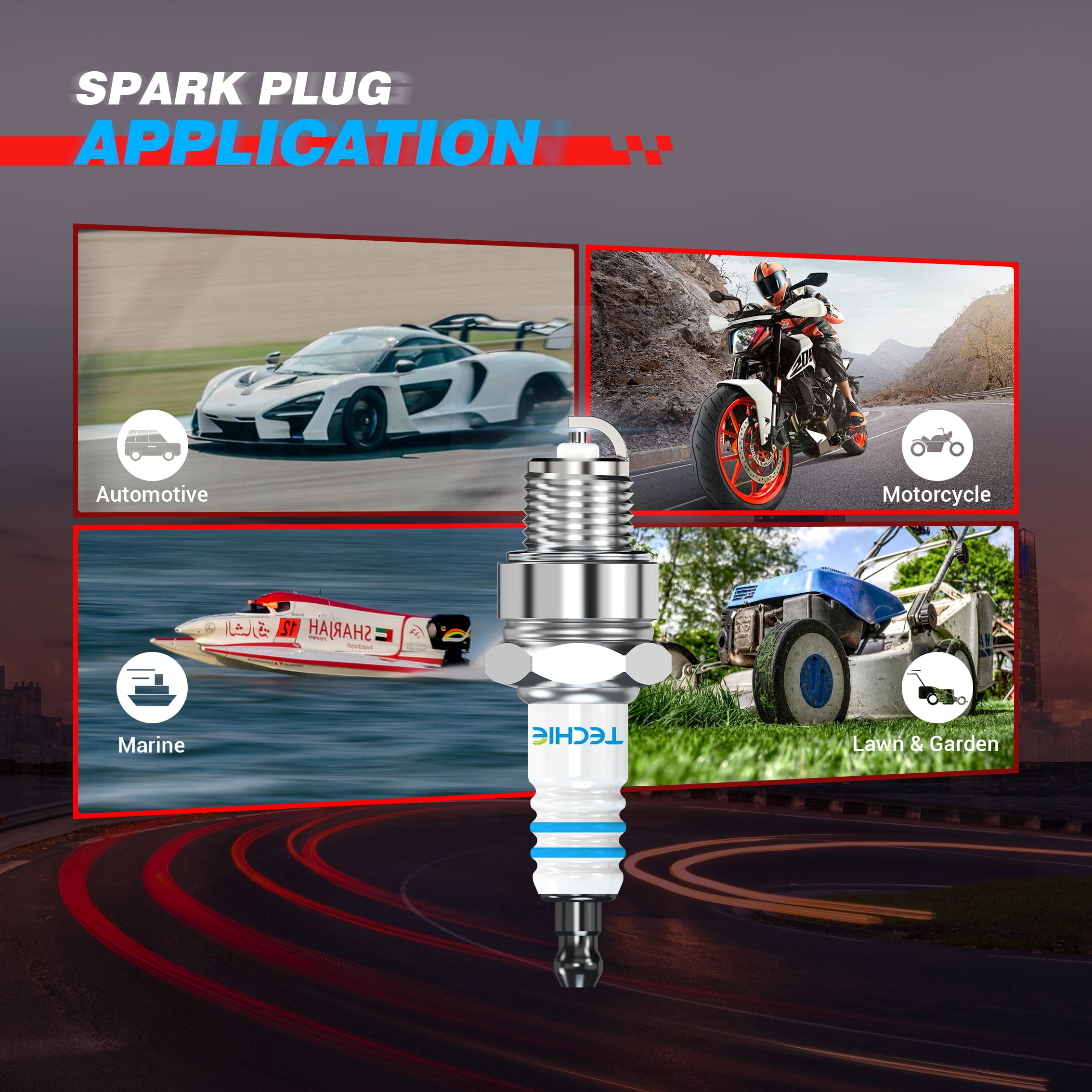 8pcs TECHIE K10C Racing Spark PlugsReplace for NGK 5820 R5671A-10,for AR3931 AR3932 AR3932,Champion 295 C57CX,for Suzuki DR650SE/GSX-R750,KTM 60 SX Base,Yamaha YZF-R6/YZF-R6S 600cc