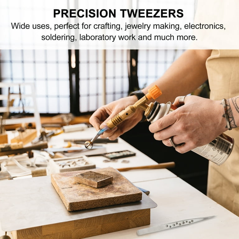 5Pcs Precision Tweezers Stainless Steel Tweezers for Craft Electronics  Soldering 