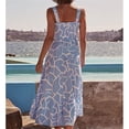 thumbnail image 3 of Strappy Dress, Polyester Fabric Summer Long Skirt Elastic Bust Machine Washable  For Streetwear For Beach Party Blue Geometry M, 3 of 7