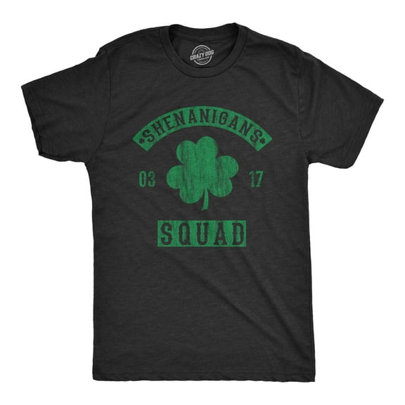 Mens Shenanigans Squad T Shirt Funny St Patricks Day Clover Graphic Saint Paddy Tee Graphic Tees