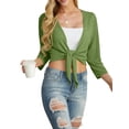 thumbnail image 2 of Cueply Women's 3/4 Sleeve Tie Front Cardigan Shrug Bolero Lightweight Top Summer Casual Short Shawl, 2 of 7