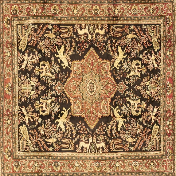 Ahgly Company Indoor Square Persian Brown Traditional Area Rugs, 8' Square