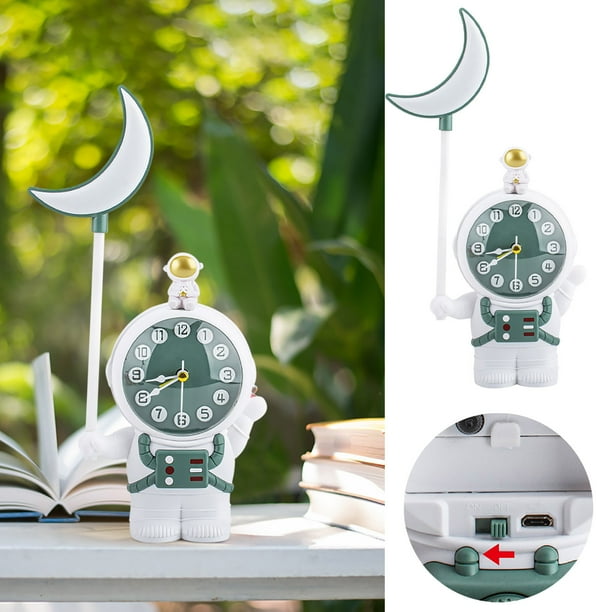 pstuiky Adorno de reloj, sacapuntas, lámpara de escritorio, luz nocturna mini, carga USB, protección ocular.