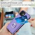 thumbnail image 6 of for iPhone 12 Case, Card Holder Wallet Case, Ring Holder Stand, Wrist Hand Strap, PU Leather Anti-Scratch Shockproof Protective Flip Phone Cover for iPhone 12 Case, Purple, 6 of 8