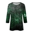 thumbnail image 6 of Womens Halloween Shirts Funny 3/4 Sleeve Tops Horror Pumpkin Face Printed Pullover Spooky Round Neck T Shirts Holiday Three Quarter Length Blouses, 2XL, 6 of 7