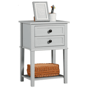 Nightstand with 2 Drawers, End Table with Open Shelf, Side Table for Bedroom, Living Room