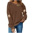thumbnail image 2 of Inverlee Women's Thanksgiving Sweatshirts Cute Turkey Pumpkin Print Sweatshirt Casual Long Sleeve Loose Fit Shirts Round Neck Holiday Tops Outfit, 2 of 4