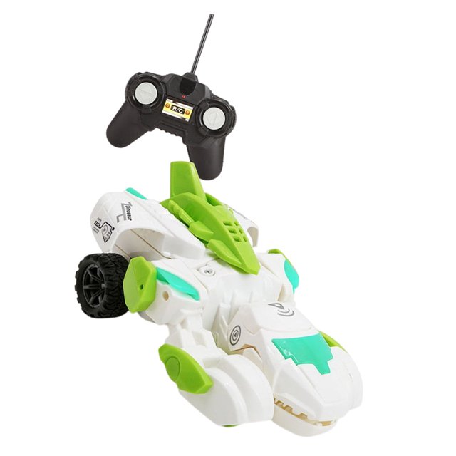 Bewildely Coches de dinosaurios 2 en 1 para dinosaurios, juguete con Control remoto que cambia de forma con un botón, rueda de coche, Robot Animal con Juguetes Blanco Bewildely FN007103-02
