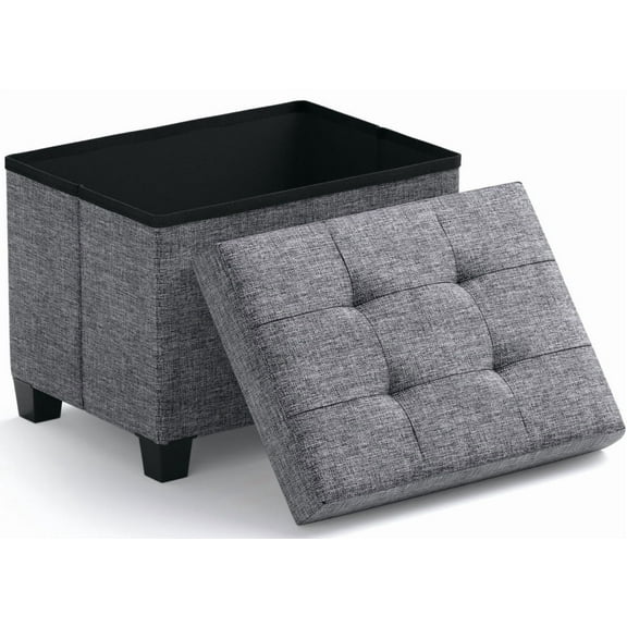 Ornavo Home Storage Ottoman Small Rectangle Ottoman with Legs, Foot Rest Stool Seat, Load up to 600 LB, for Living Room, Bedroom, Home Office, Dorm - 12 x 16 x 12, Gray