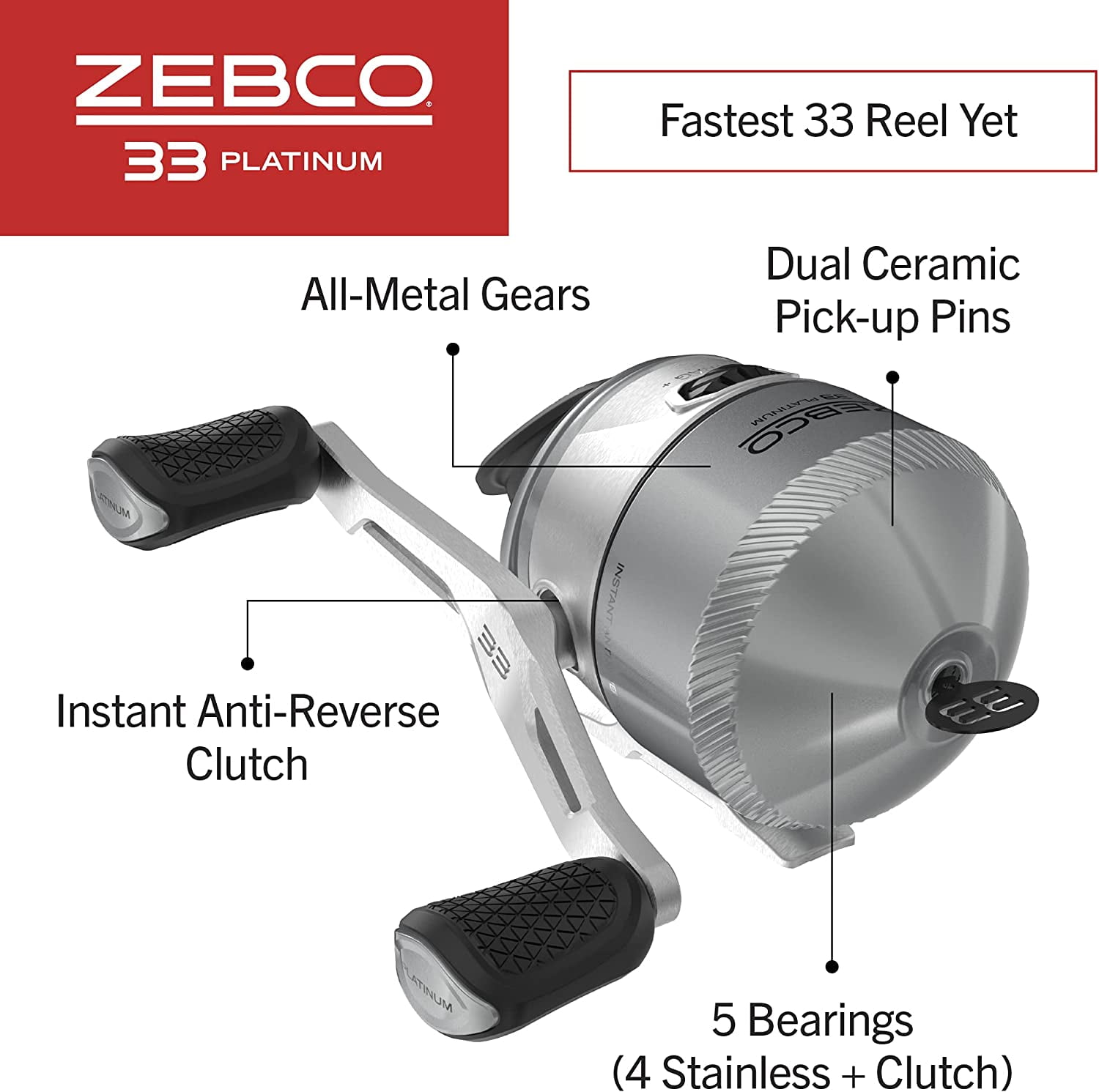 Zebco 33 Platinum Spincast Fishing Reel, Size 30 Reel