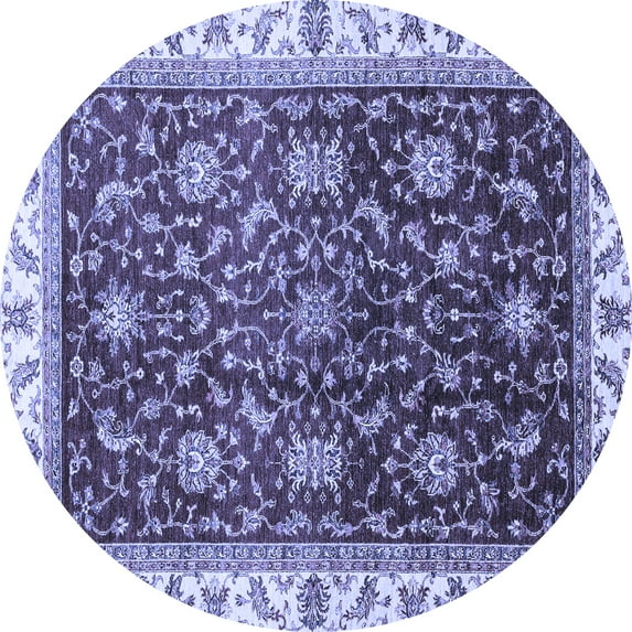 Ahgly Company Indoor Round Abstract Blue Modern Area Rugs, 6' Round