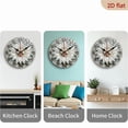 thumbnail image 4 of 2D Flat 1pc 10Inch Wooden 1pc Diamond-Studded White Chrysanthemum Wall Clock - Silent Swiss Quartz Movement, 10Inch Round Modern Minimalist Design with Sparkling Diamond Accents, Battery-powered, 4 of 7