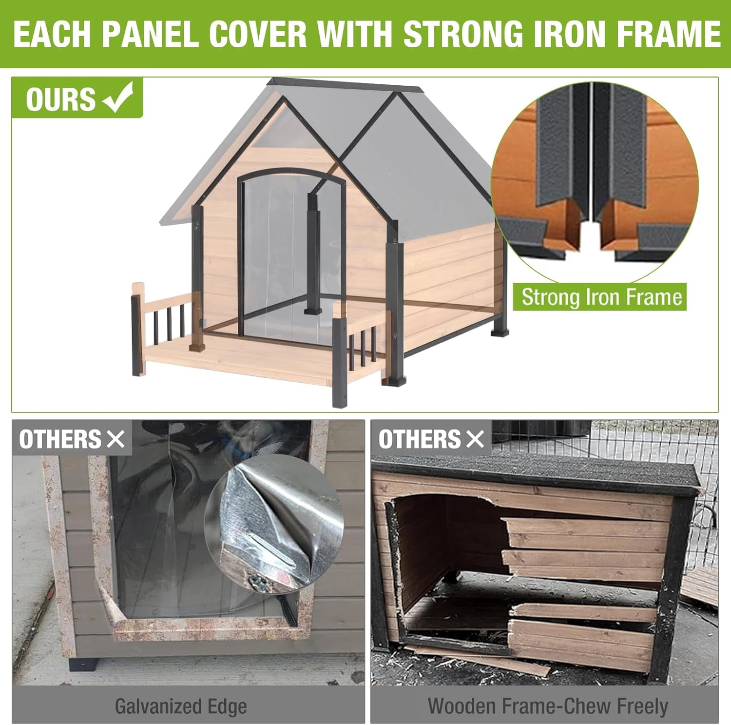 Aivituvin 100% Insulated Dog House Outdoor with Liner for Winter Metal Frame Heated Dog Kennel for Small Medium Large Dogs, Waterproof