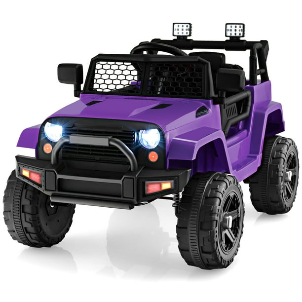 Topbuy 12V Kids Ride On Car Electric Vehicle Jeep with Parental Remote Music Horn Headlights Slow Start Function Purple