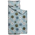 thumbnail image 2 of Geometric Flower and Dahlia Blue Pattern Teens Toddler Nap Mat with Pillow, Sleeping Mat Bag for Preschool Daycare 59"x22", 2 of 6