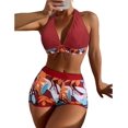 thumbnail image 1 of Trajes de baño de cintura alta para mujer traje de baño retro de dos piezas halter control de barriga fruncido bikini traje de baño con parte inferior, 1 of 4