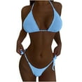 thumbnail image 2 of BONIXOOM Swimsuit Women Underwire Elastic Solid Bikinis Bikini Summer Swimwears on Clearance Sky Blue Size 6, 2 of 6
