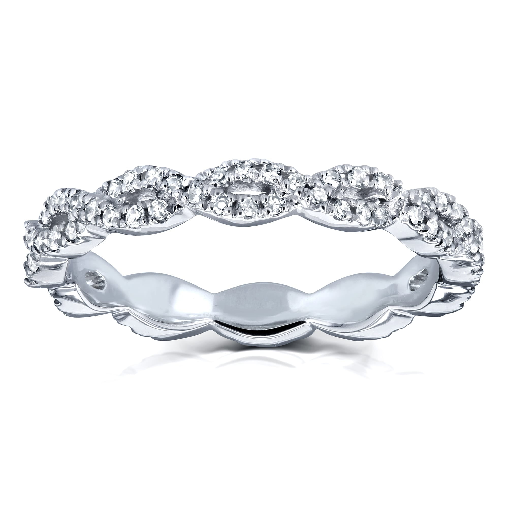 Annello - 10k White Gold 1/3ct TDW Diamond Braided Eternity Wedding Ring (H-I, I2)