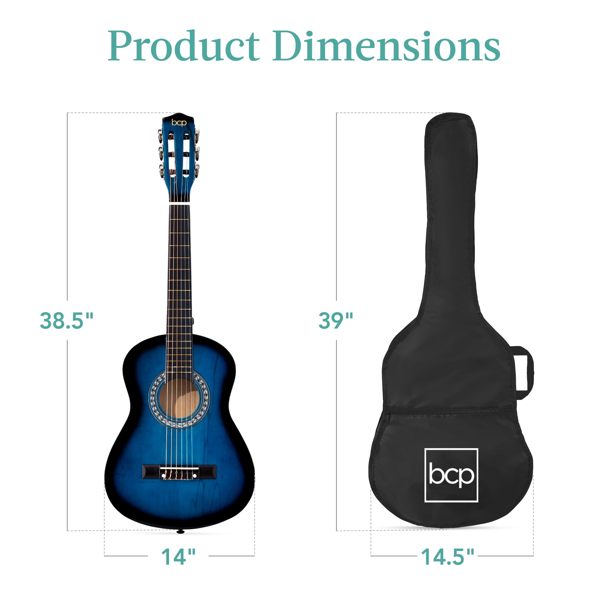 Best Choice Products Walmart Exclusive 38in Beginner Acoustic Guitar Starter Kit w/ Gig Bag, Strap, Extra Strings - Walmart Blue