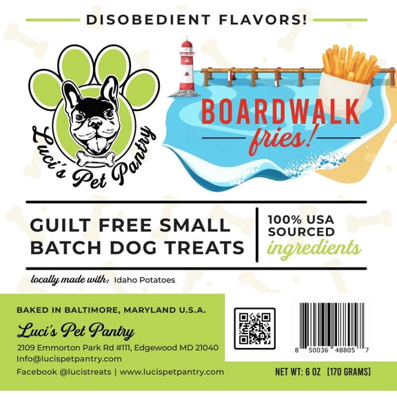 Boardwalk Fries "Idaho Potato Biscuits" Homemade Dog & Puppy Treats! Gift Box with 4 - 6 oz. Treat Bags
