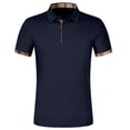 thumbnail image 4 of ZCFZJW Men's Polo Shirts Casual Solid Color Summer Short Sleeve Cotton Blend Moisture Wicking Trendy Lapel Collared Workout T-Shirts Tops Navy S, 4 of 9