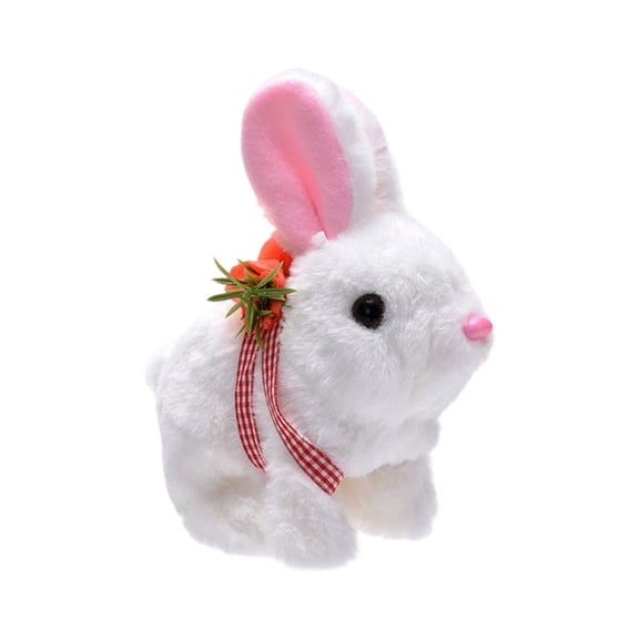 XIAHAO Rabbit Interactive Electronic Pet Plush Bunny Toy with Sounds and Movements Animated Walking Wiggle Ears Twitch Nose Gift for Toddlers Birthday, White, 6''