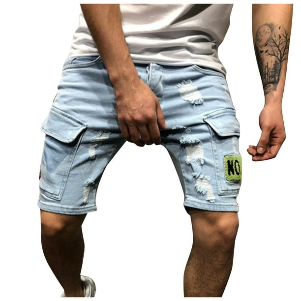 agitación Analgésico Rancio tobchonp Men's Casual Denim Shorts Fashion Embroidered Pattern Breeches  Slim Fit Breathable Jeans Comfortable Short Pants Ropa Hombre - Walmart.com