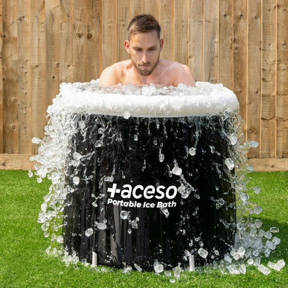 ACESO Portable Ice Bath | Cold Water Therapy Recovery Tub for Athletes | 100 Gallon Capacity Cold Plunge Tub with Inflatable Thermal Lid and All-Weather Cover