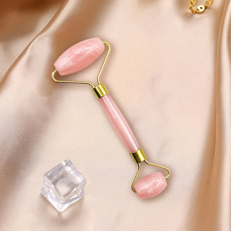 3-piece set of plastic imitation jade spiky roller gua sha board, imitation pink crystal heart-shaped gua sha board, facial massager