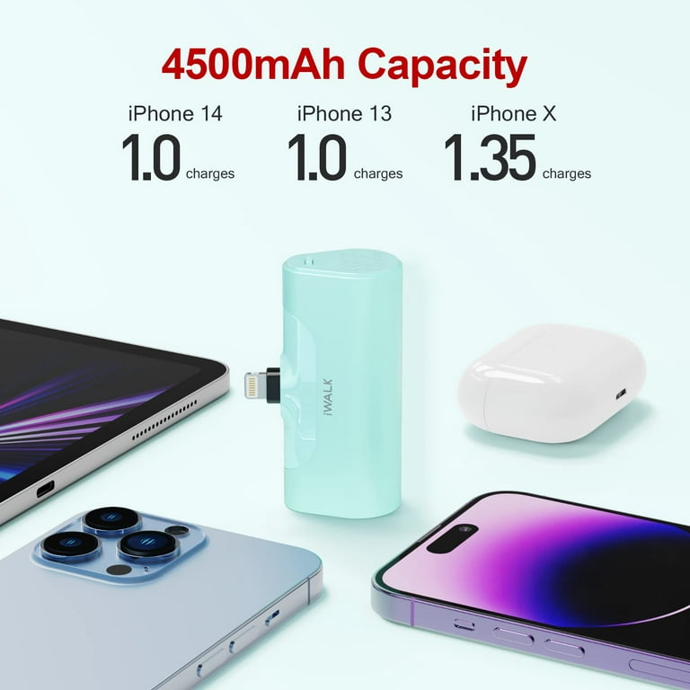 iWALK Small Portable Charger 4500mAh Ultra-Compact Power Bank  Cute Battery Pack Compatible with iPhone 14/14 Pro Max/13/13 Pro Max/12/12  Pro Max/11 Pro/XS Max/XR/X/8/7/6/Plus Airpods and Black : Cell Phones &  Accessories
